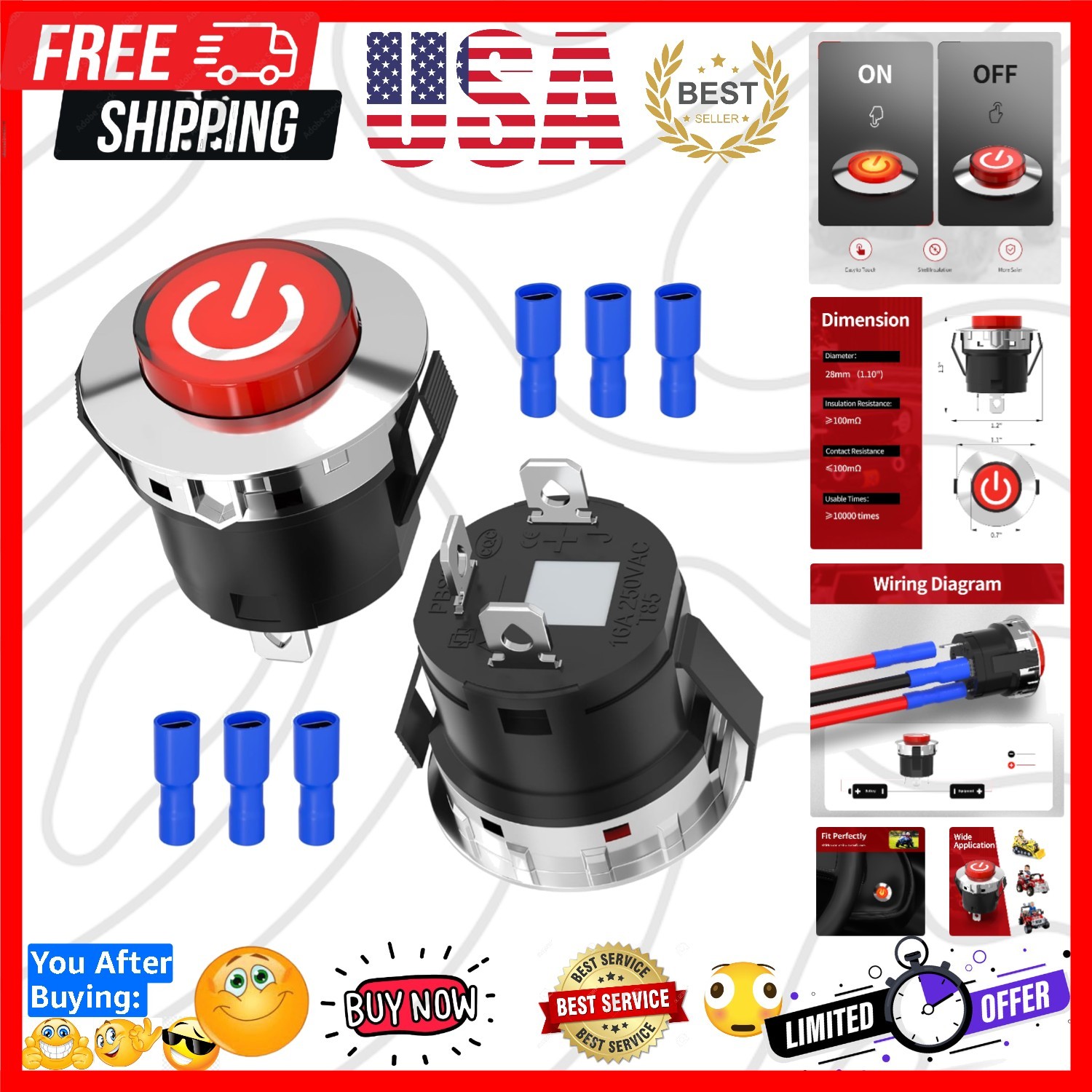 12V Key Start Power Switch Children Car Replacement Part for Kids Powered Whe…