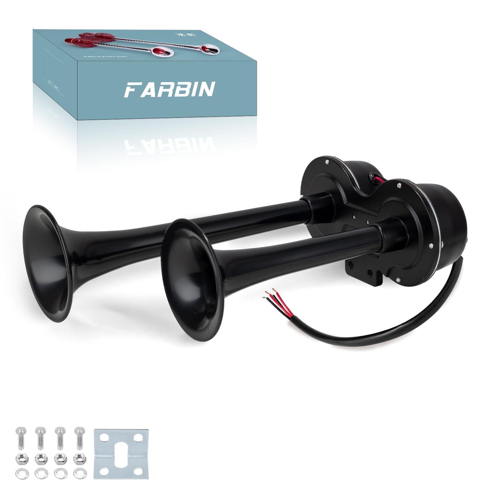 12V Electric Truck Horn Loud Train Horns for Car Motorcycle Dual Black