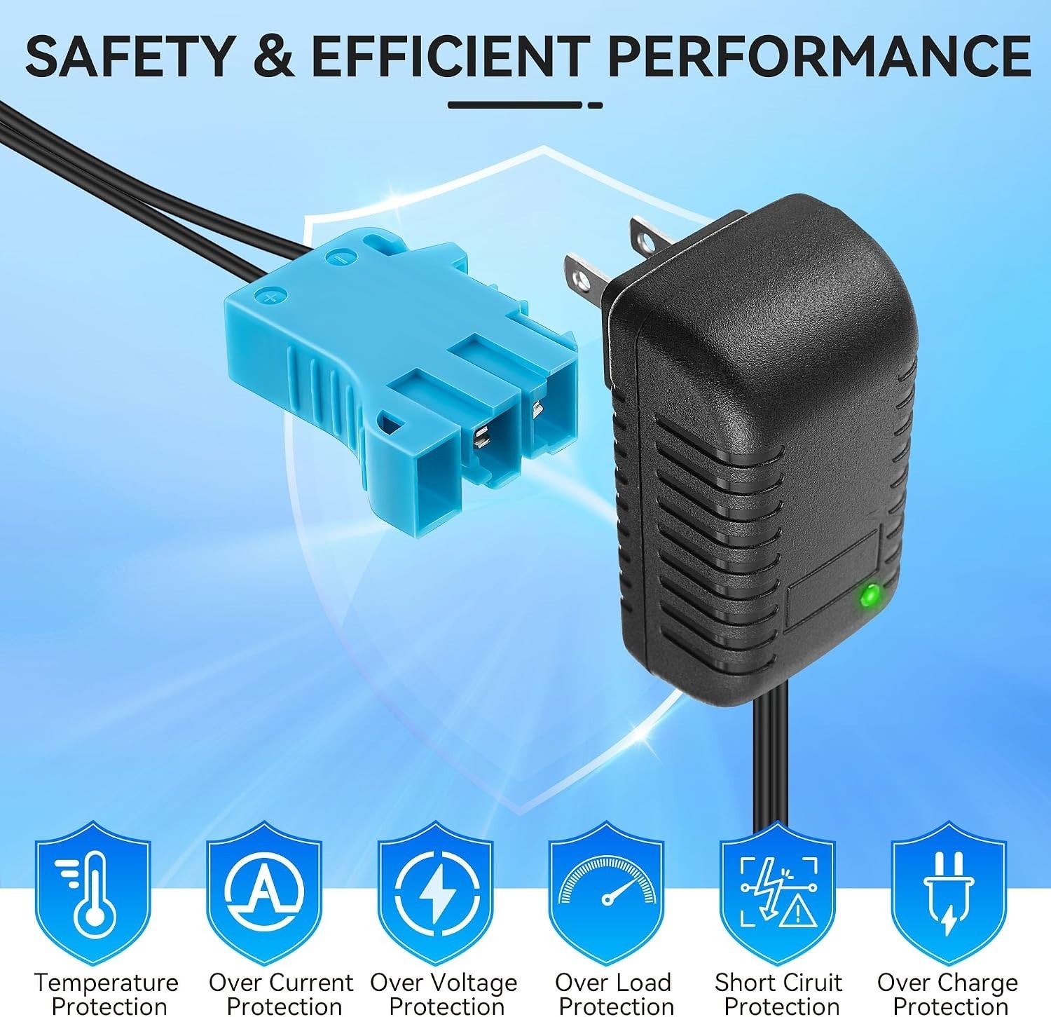 Reliable 12V Ride-On Toy Charger – Efficient LED Indicator & Safety Features