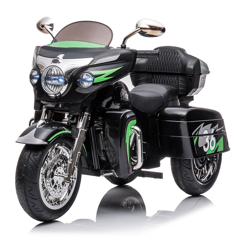 12V Kid Motorcycle Ride On Toy Key Start 3-Wheel 2-Seat Motorbike for 3-6 Black