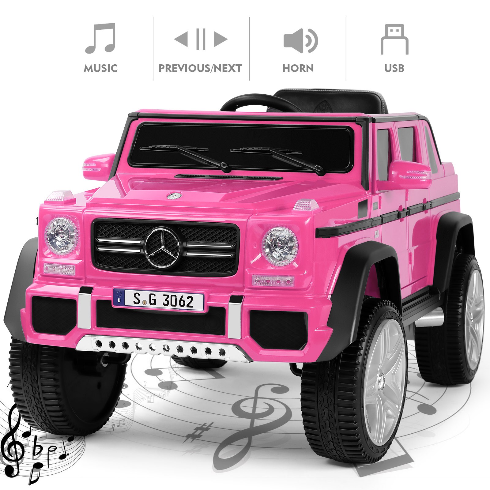 JOYLDIAS Pink Electric 12V Battery Kids Ride on Truck Car Toy Music LED w/Remote