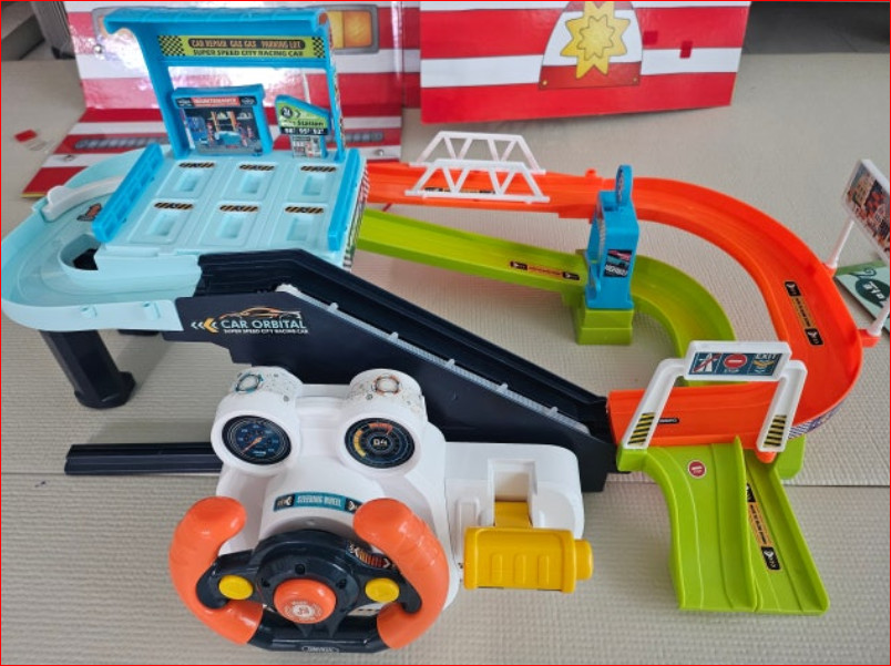 Interactive Steering Wheel Control Race Track Toy for Toddlers (Cars Sold Separa