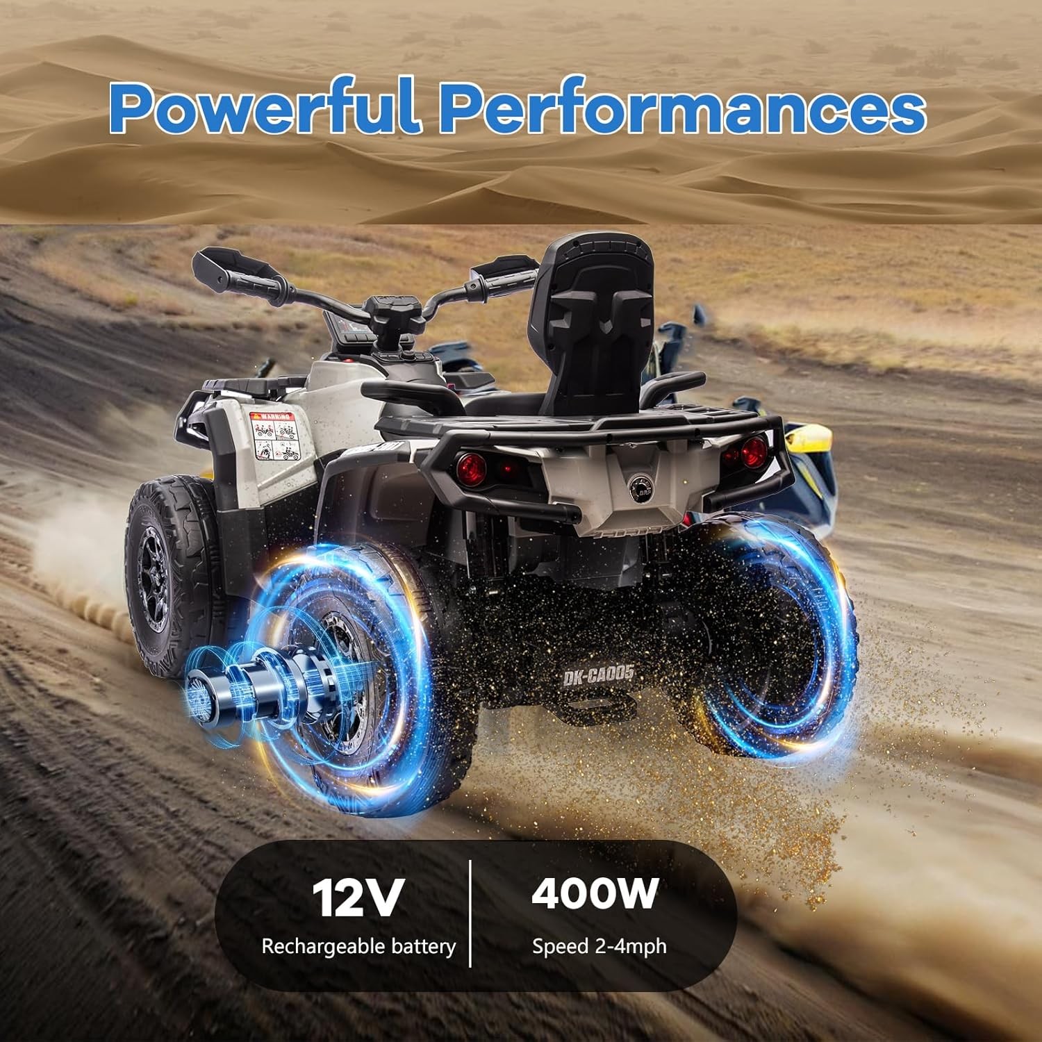 Multicolor 12V Kids ATV 2-Seater W/ Remote, 2-4 MPH LED Lights & Bluetooth Music