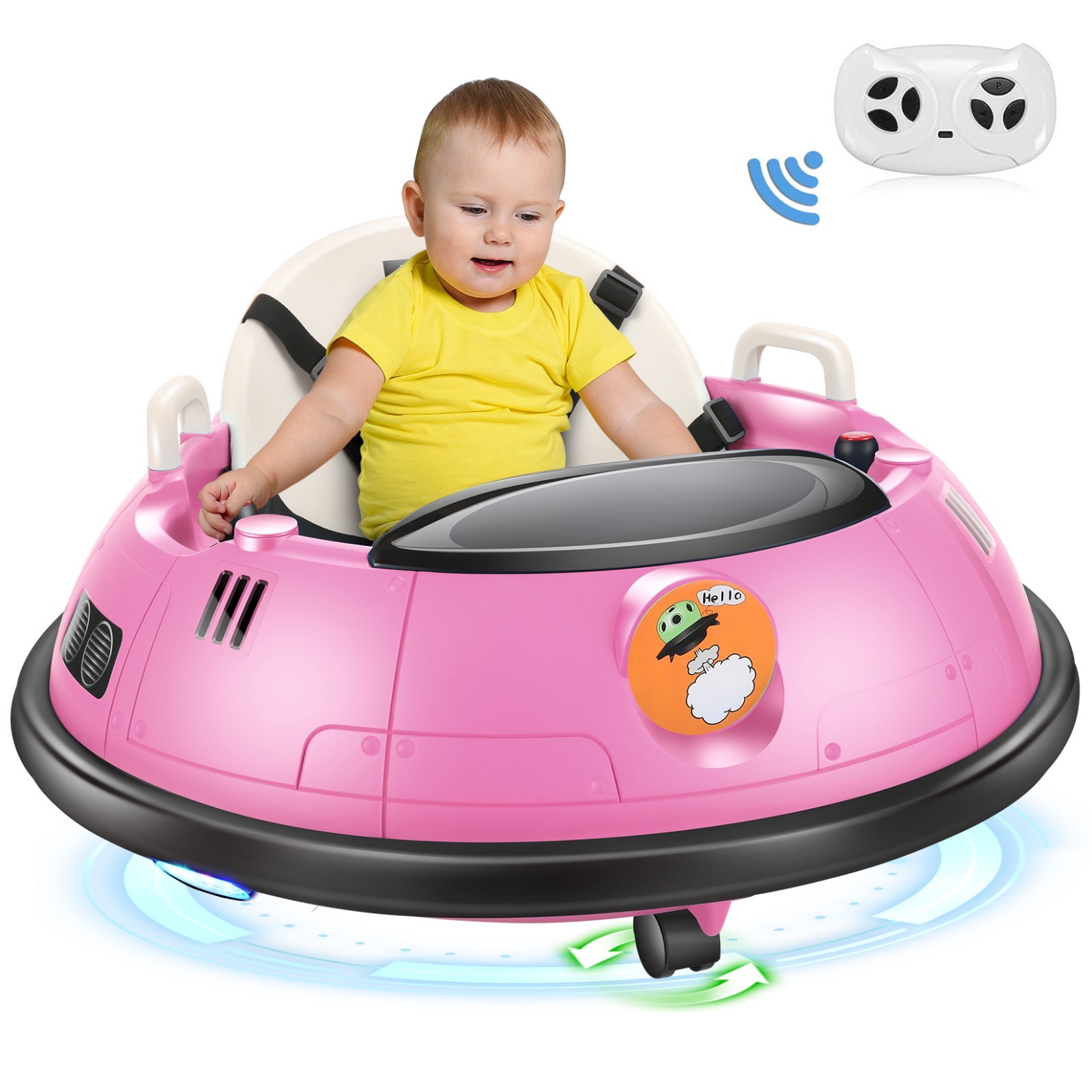 Bumper Car 12V Ride On Electric Bumper Car Flashing LED Light & 360° Rotation US
