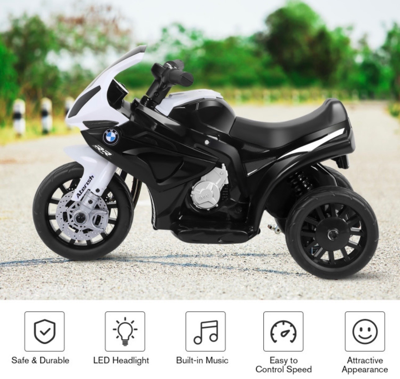 Kids Ride on Motorcycle Licensed BMW 6V 3 Wheels Electric Bike w/ Lights & Music