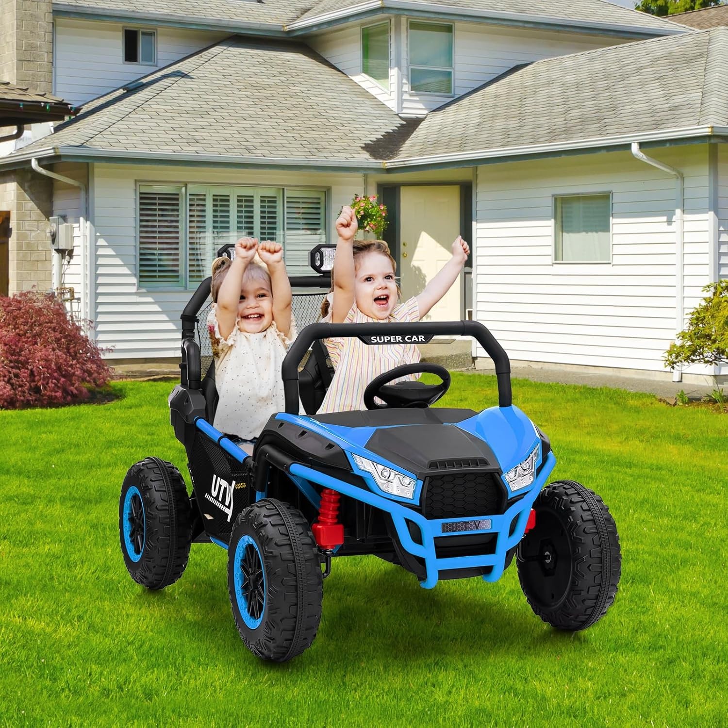 Remote-Control 24V Kids’ Off-Road Ride On Car 2-Person Electric UTV for Ages 3-8