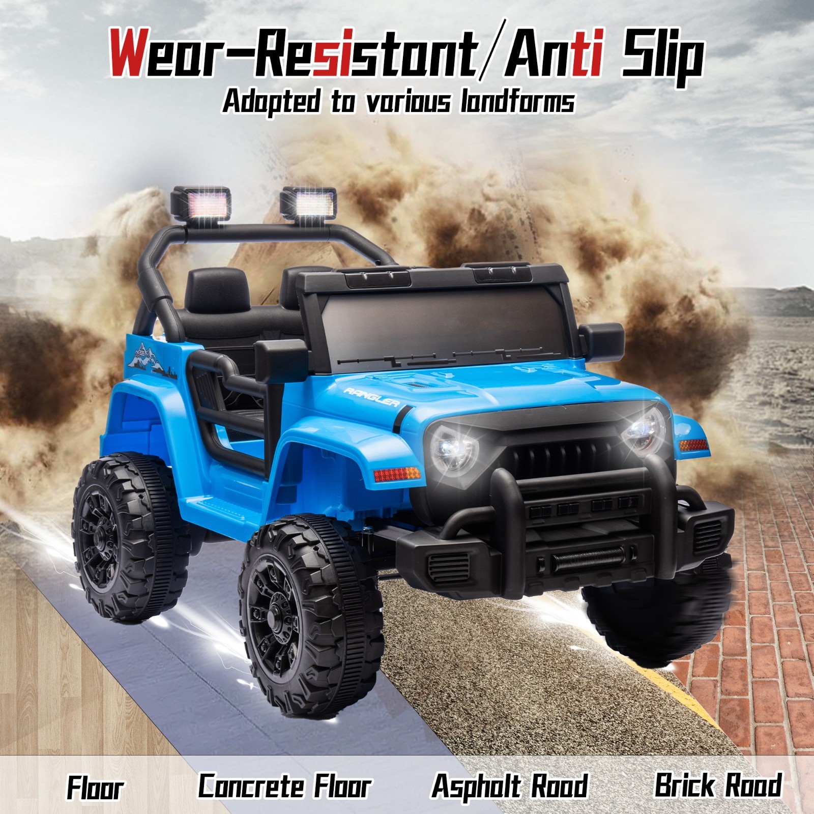 12V Ride On Toys UTV Electric Car for Kids w/Remote, LED,Battery Powered,Blue
