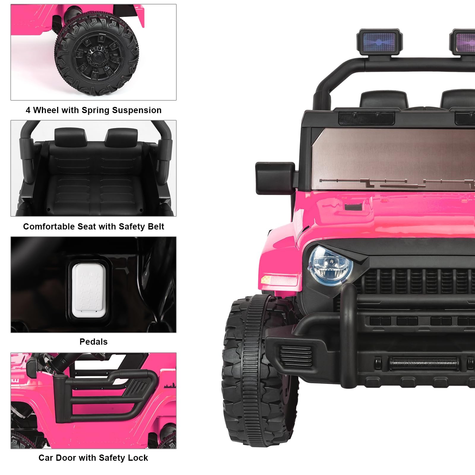 Hlivelood 12V Kids Electric 36.7 inches x 21.7 x 24.4 inches, Pink