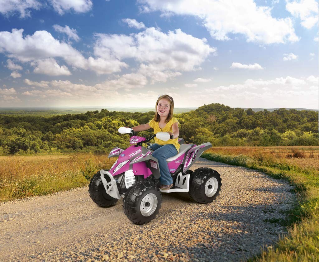 Peg Perego Polaris Outlaw Pink Power Ride-On ATV 2-Speed 2.5 or 5 Mph 12V