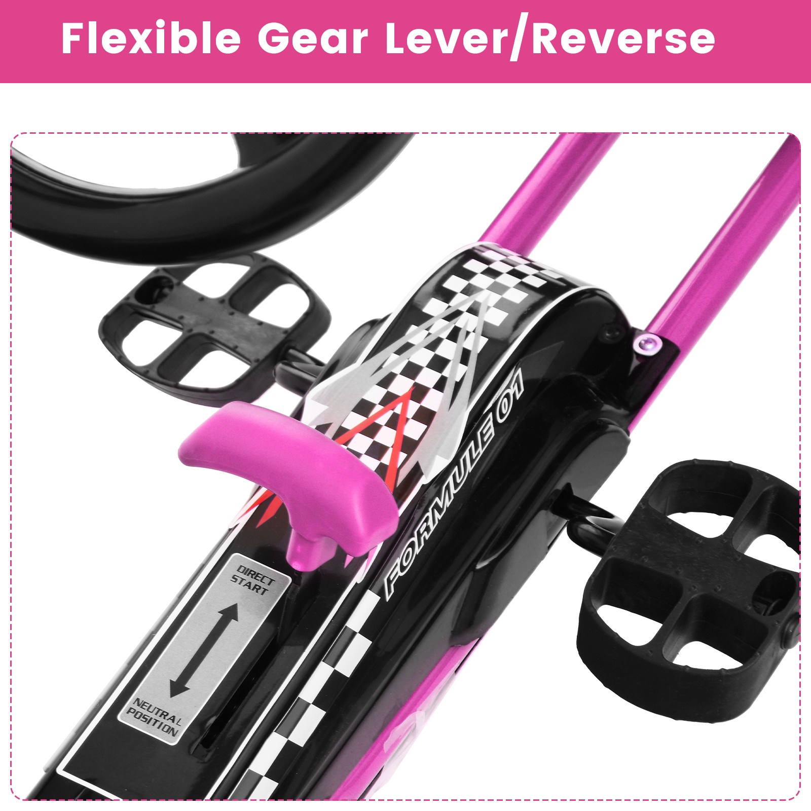 Honeyjoy Go Kart 4 Wheel Pedal Powered Kids Ride On Toy w/ Adjustable Seat Pink