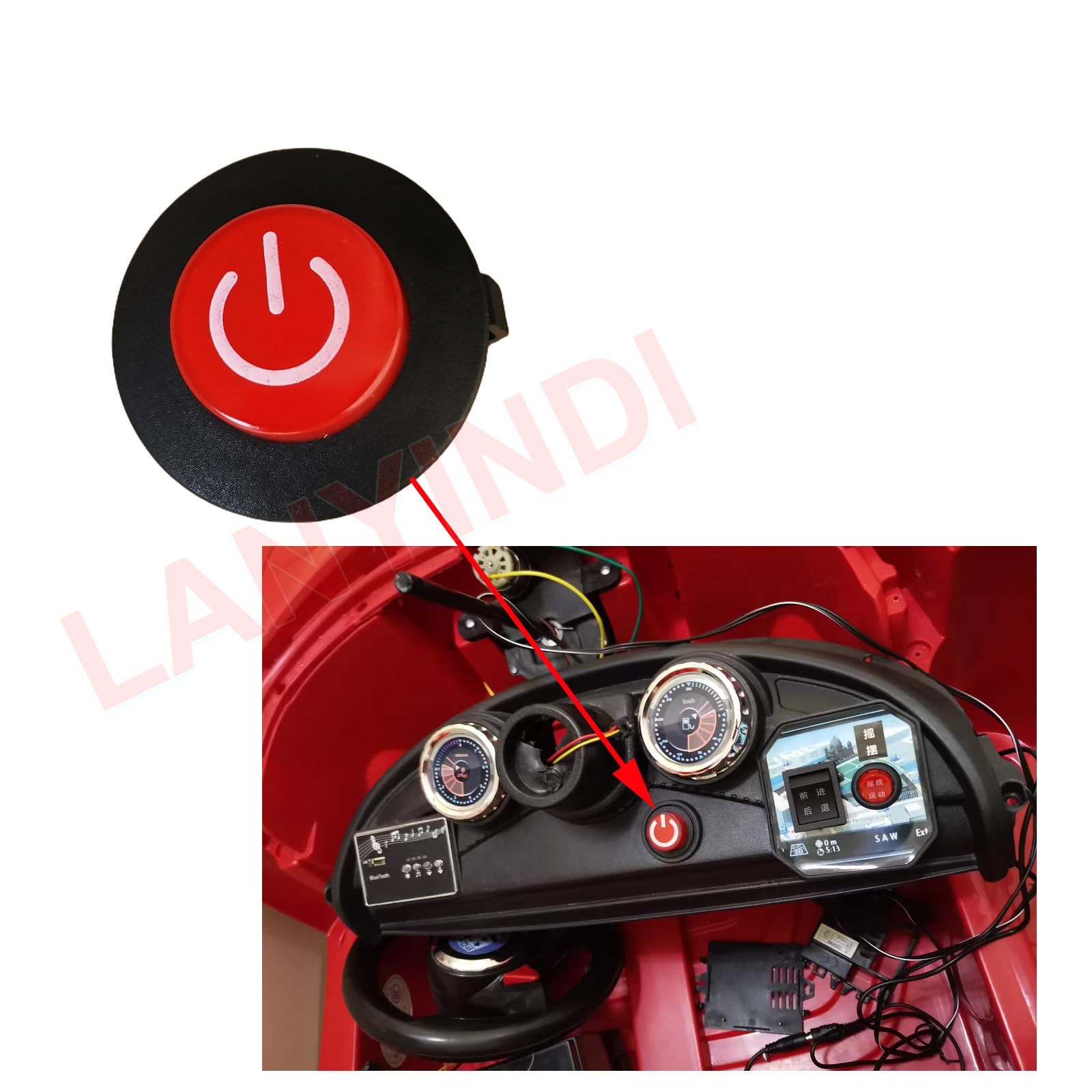 2 Pcs Power Button Switch Push Start Replacement Parts for Kids Ride on Toy Car