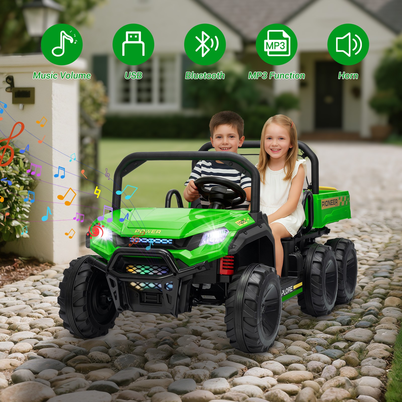 Kids 2 Seater Ride on Car 24V Electric Dump Truck 4WD UTV w/Parental Remote LED