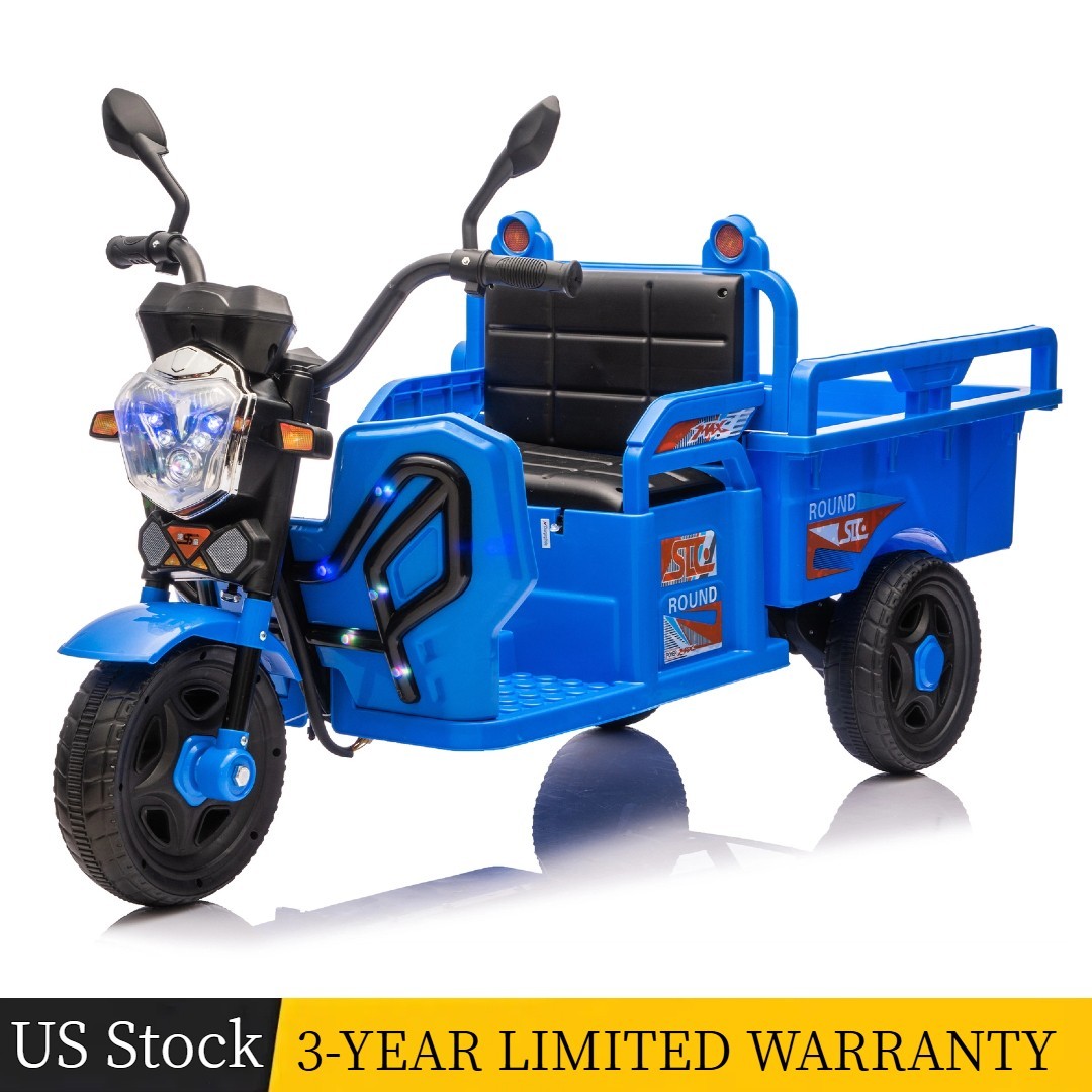 12V Kids Electric 3-Wheel Cargo Truck 2WD Anti-Slip Wheels Large Storage Space