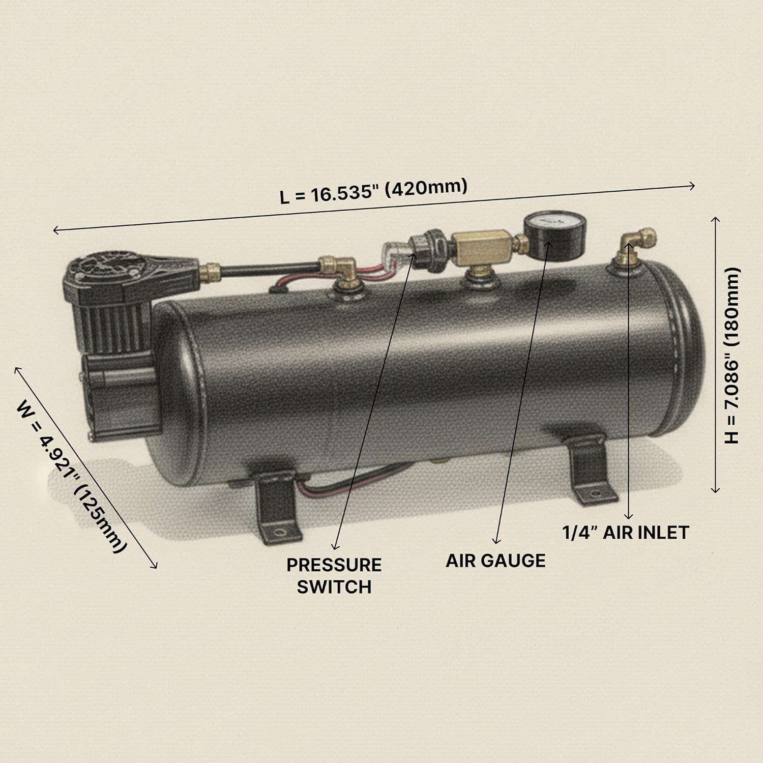 Rage 4-Chime Air Horn Kit – 120 PSI Loud 12V Train Horn System