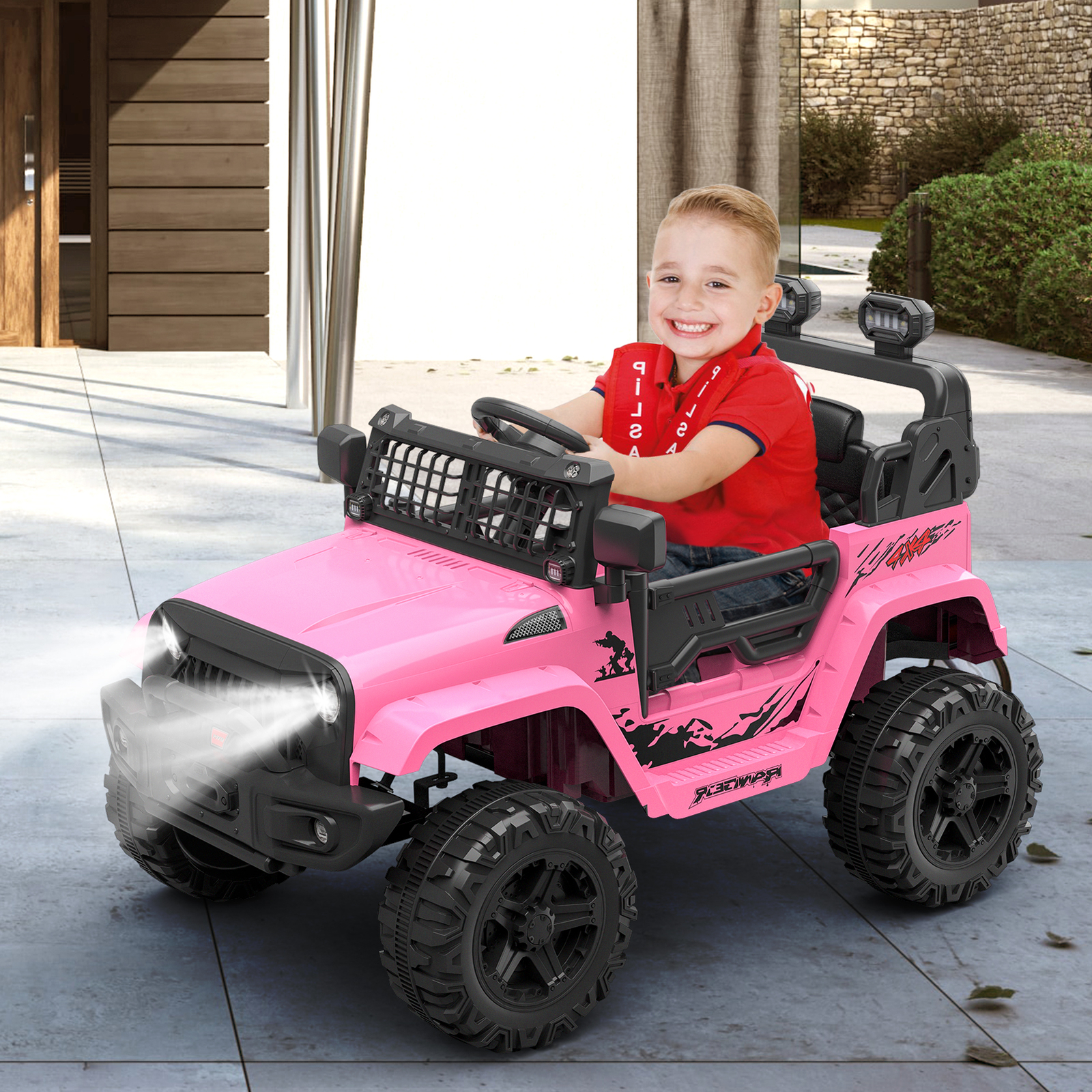 Kids Electric Ride On Truck Toys 12V Power Battery Car Pink with Remote Control