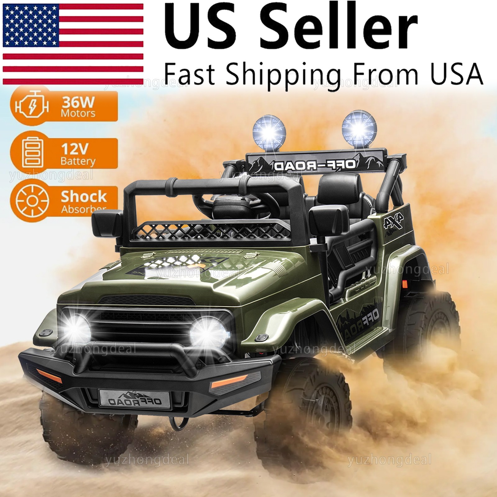 Electric Kids Ride On Car Power Wheels 12V Jeep 2 Seater Music Fashion w/ Remote
