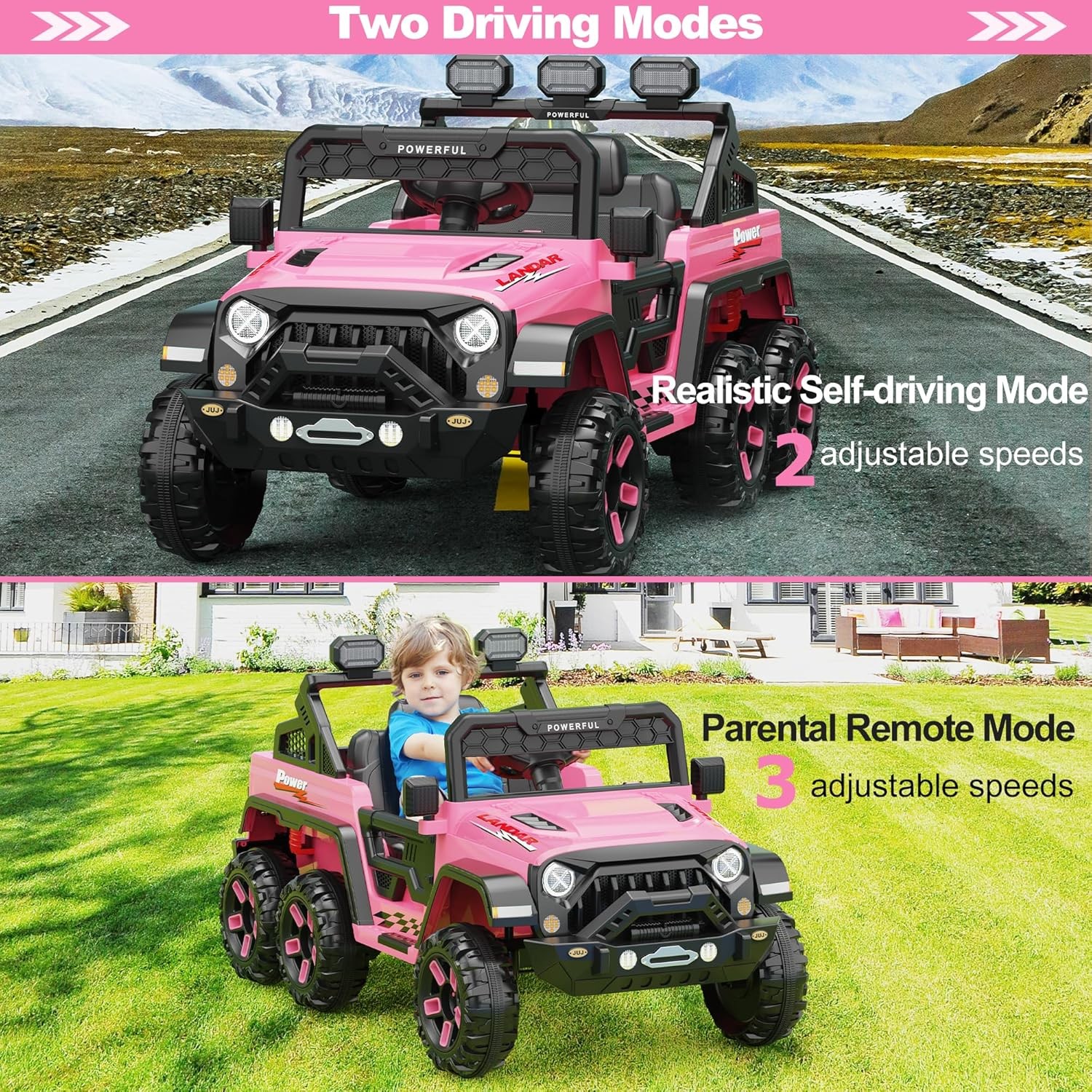 24V Electric Vehicles Kids Ride on Car Remote Control Toy w/ Power Wheel,3 Speed