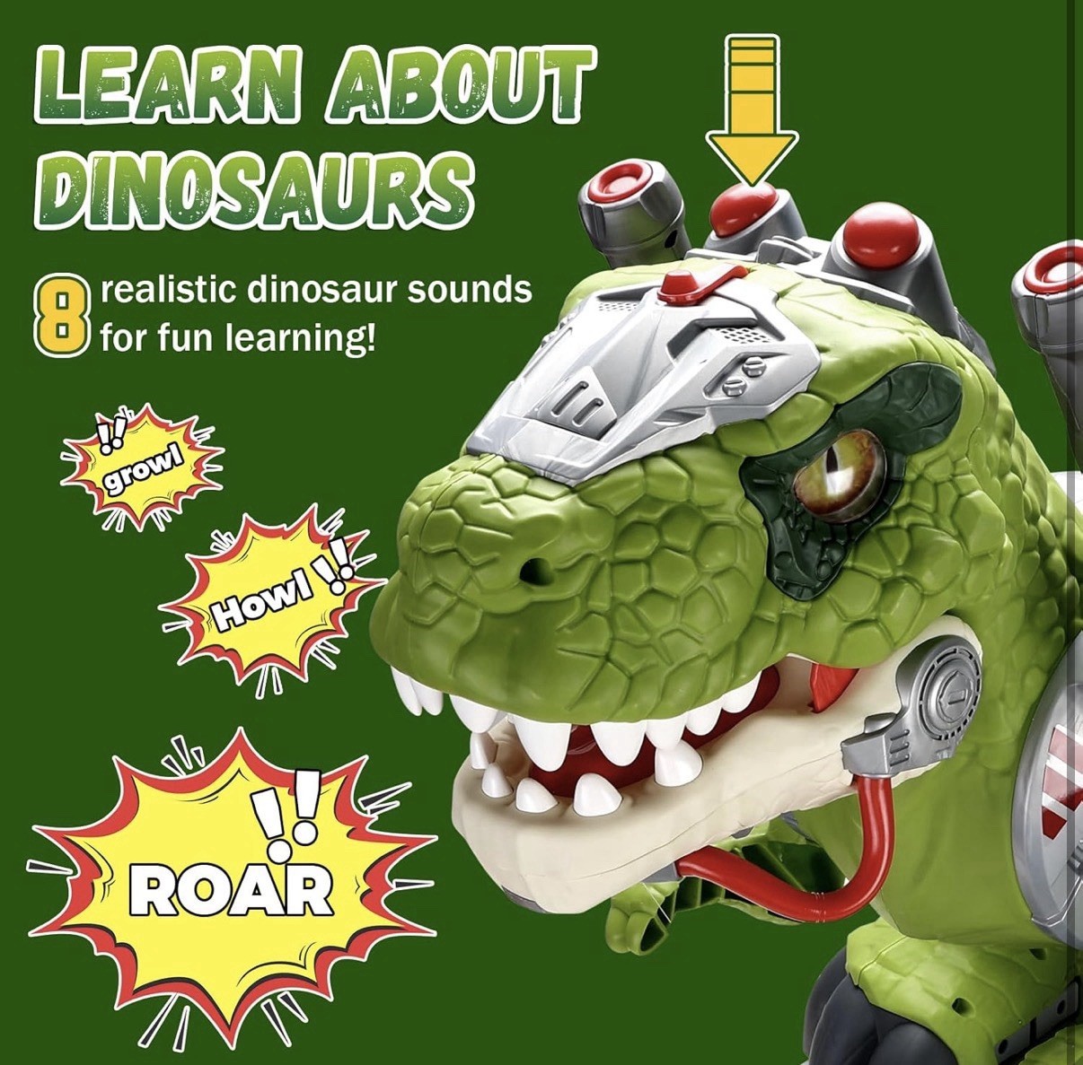 Dinosaur Ride On Toy Cars for Kids, Toddler Electric Ride On Toys with Music