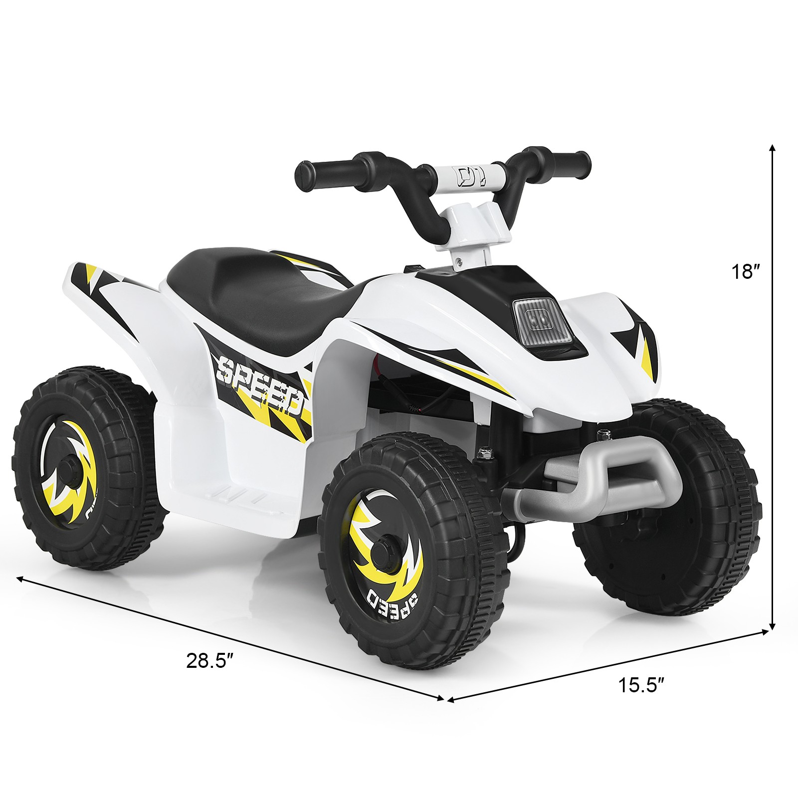 6V Kids Electric Quad ATV 4 Wheels Ride On Toy Toddlers Forward&Reverse White