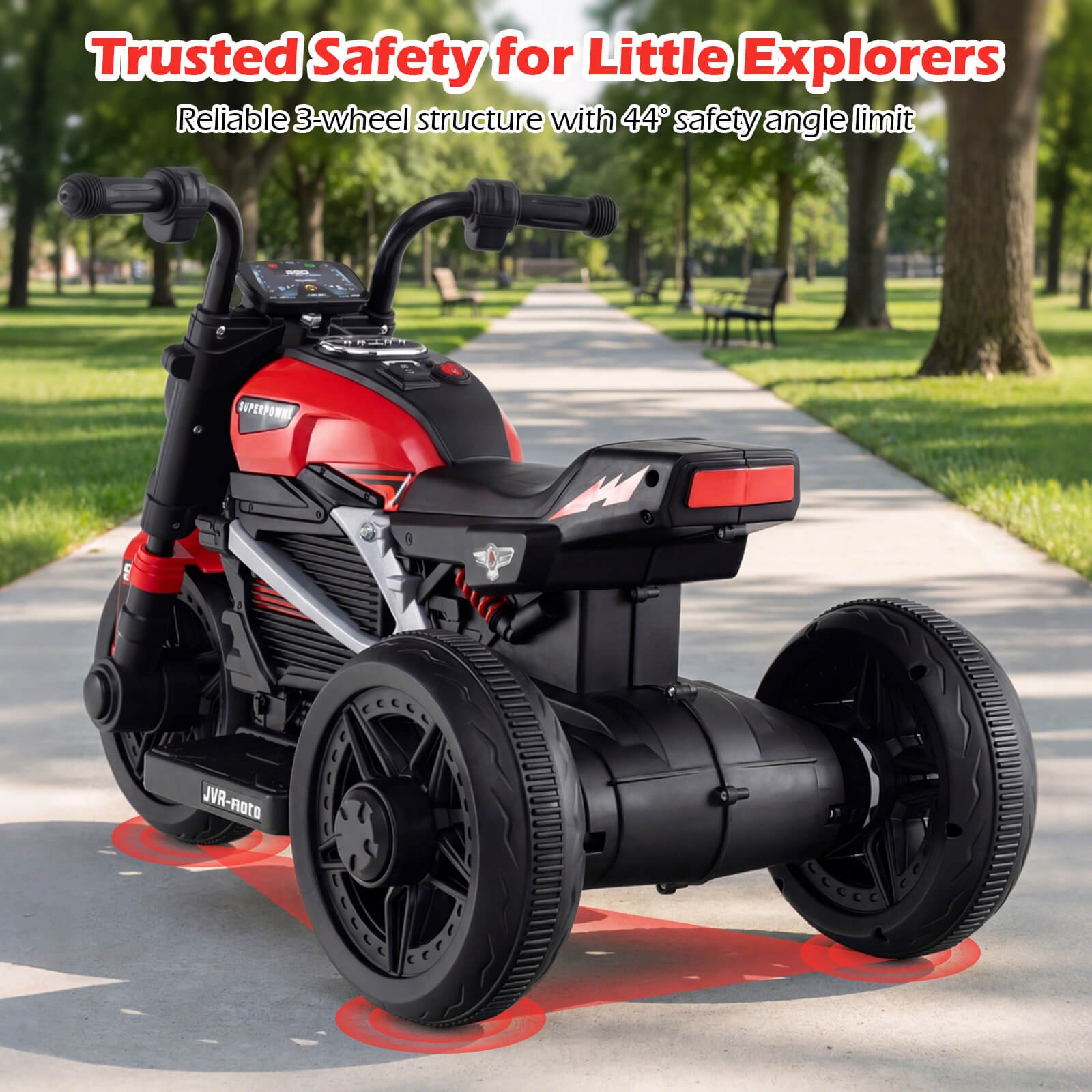 6V Kids Motorcycle w/Song,Story,LED Headlights,Accelerator Pedal & 3 Wheels,Red