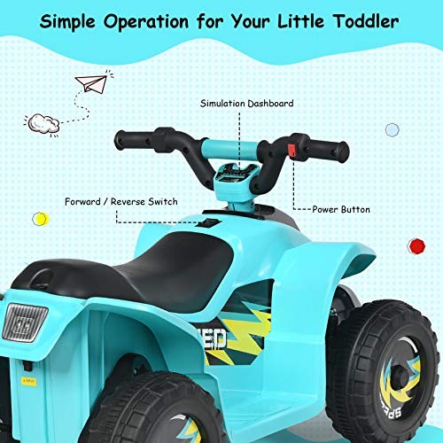 Kids ATV, 6V Battery Powered Electric Quad, Forward/Reverse Switch, Rear Blue