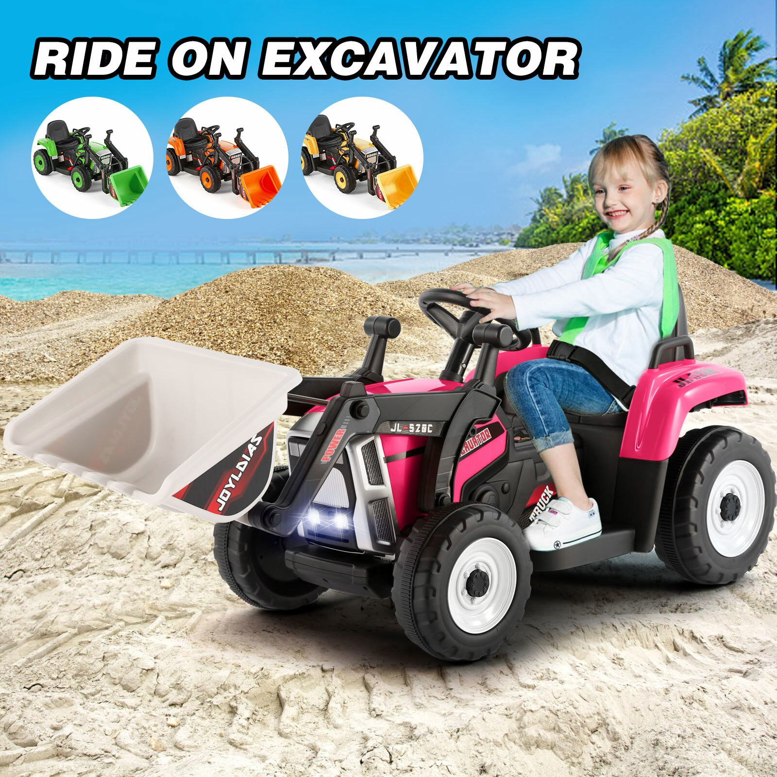 Electric 12V Battery Kids Ride On Car Excavator Truck Digger 3 Speeds with RC