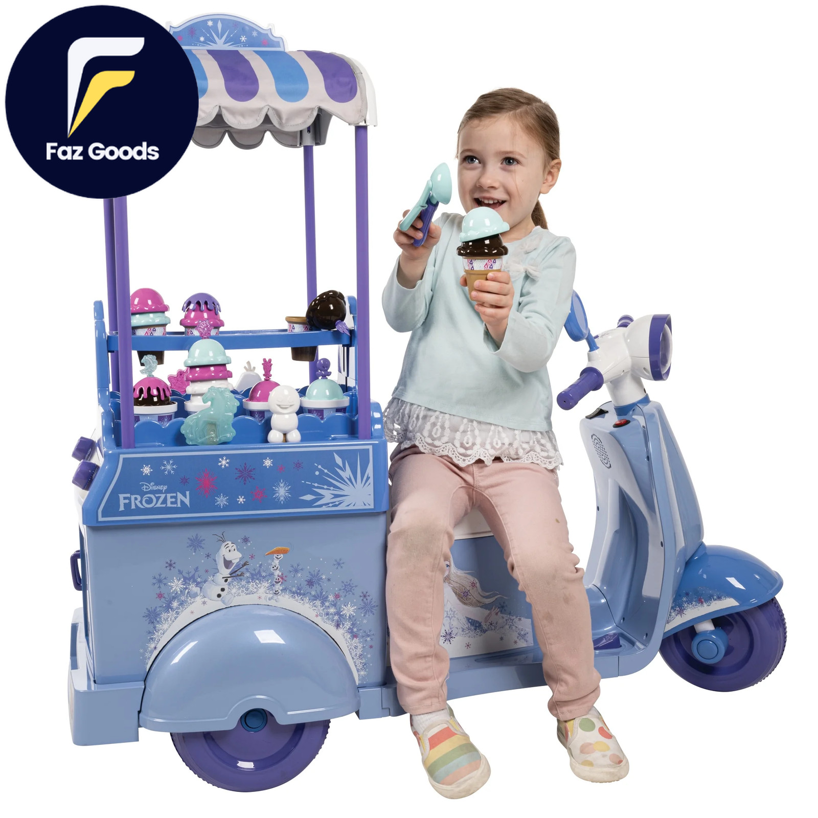 6V Disney Frozen Ice Cream Cart Battery Ride-On Toy Ice Cream Toys