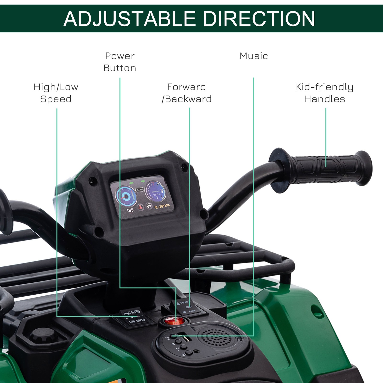 12V Kids ATV Battery-Operated, Kids 4 Wheeler, Ages 3-5, Green