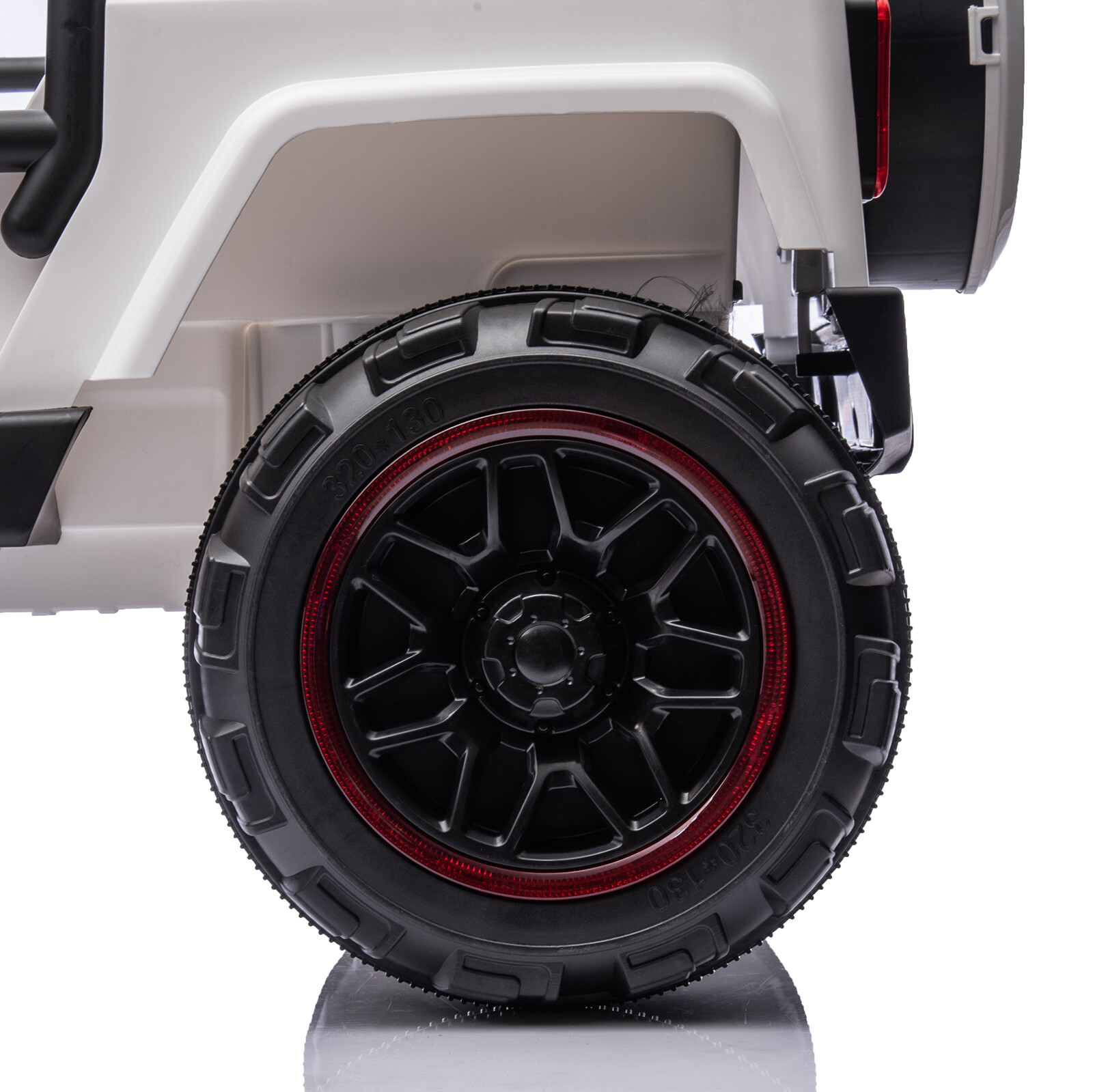 White Two Seater 12V Battery Kids Ride On Car Truck with 3 Speeds,LED,MP3,Remote