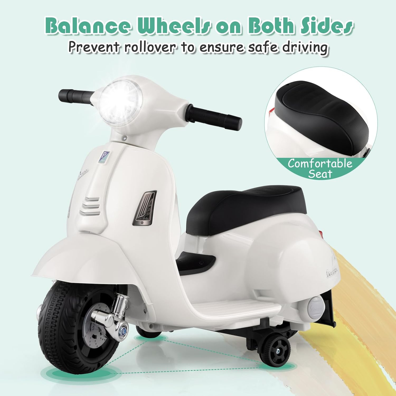 Licensed Vespa Kids Motorcycle by , 6V Battery Powered Motorbike for Toddlers wi