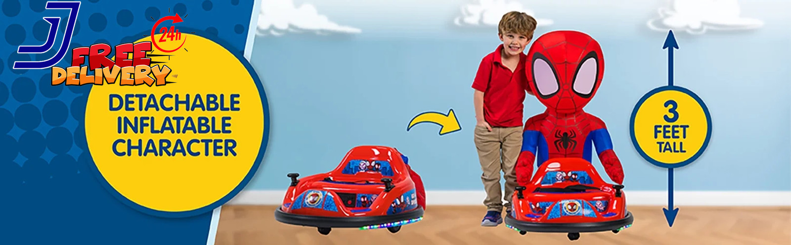 Spidey Imaginair 6V Ride-On Bumper Car with Inflatable Character FREE SHIPPING