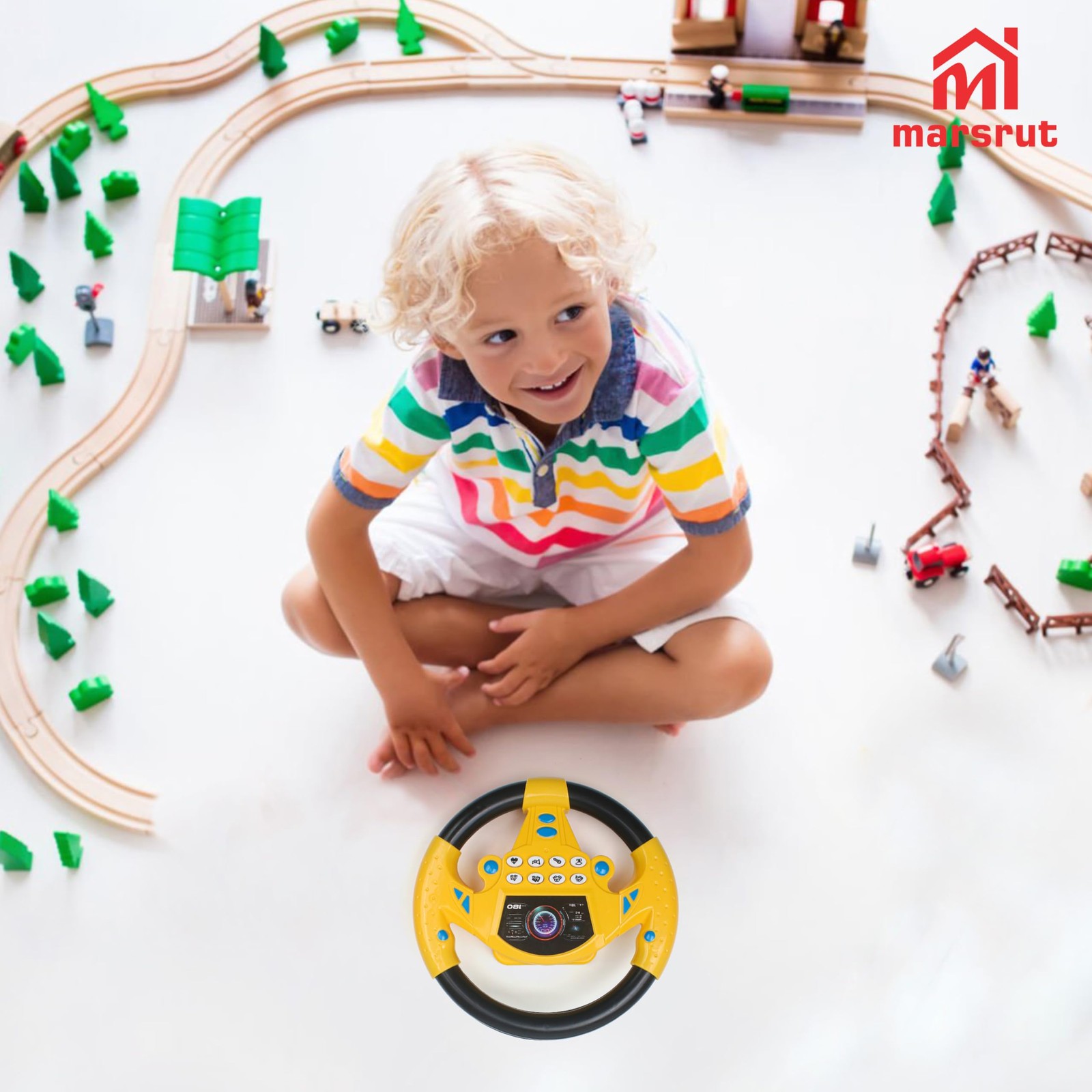 Steering Wheel Simulated Toy for Kids Babies 3+ Years Old, Small Electronic Simu