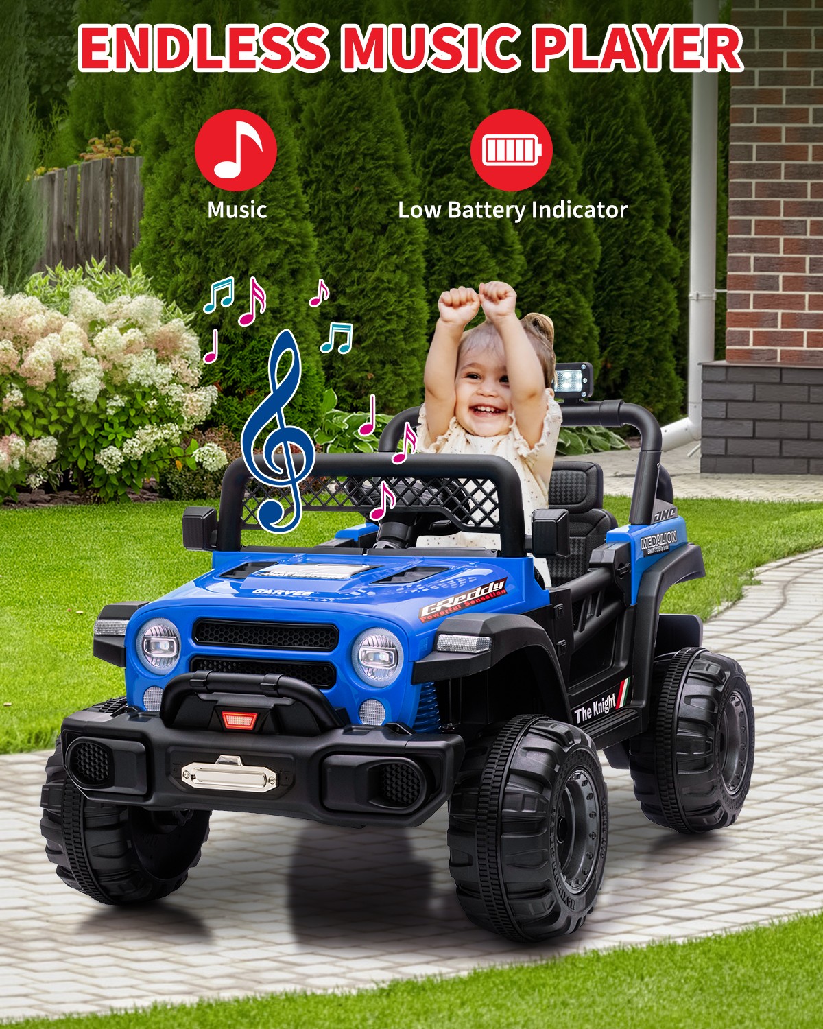 Kids Electric Ride-on Car, 12v Battery Truck with Dual Motors & Remote Control