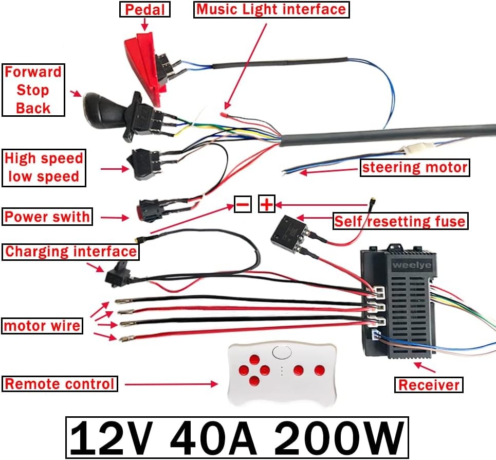 Weelye 2.4Ghz Ride On Car Controller, Power Wheel Wiring Kit