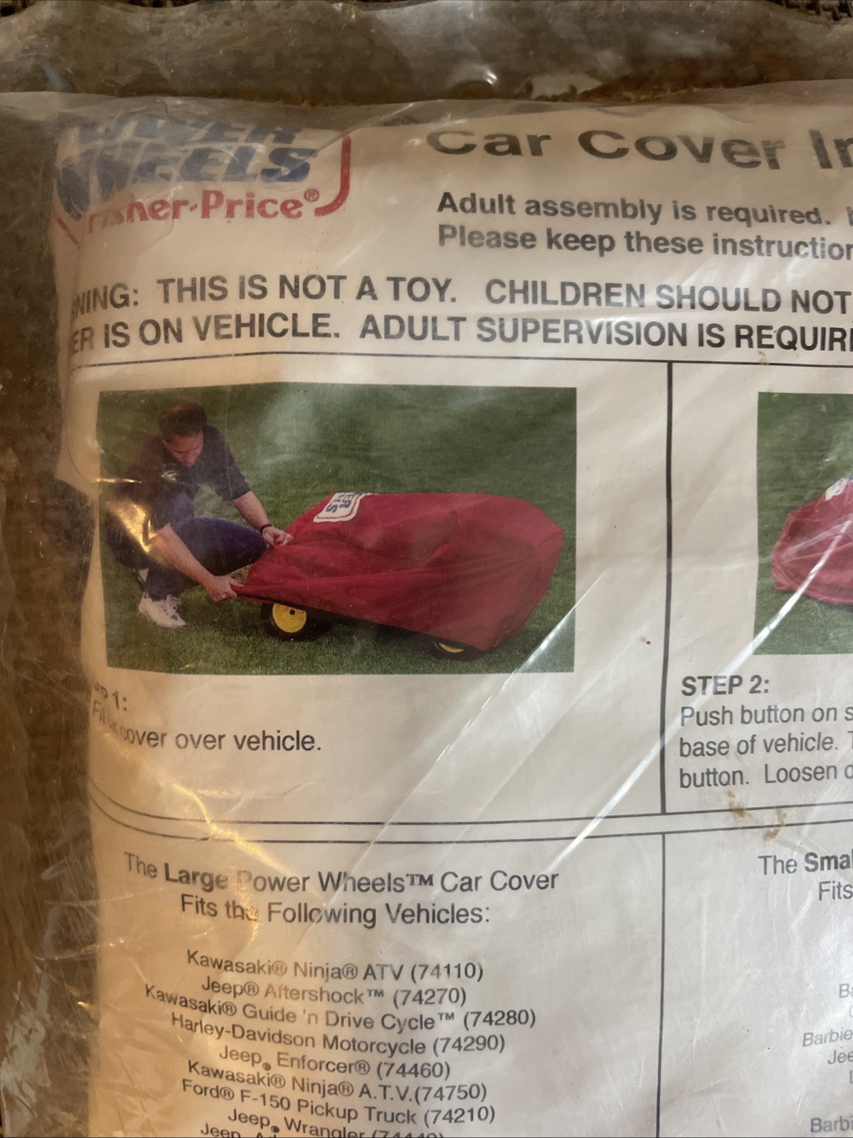 Vintage 1999 Power Wheels by Fisher Price Small Ride On Car Cover RED PW106-51