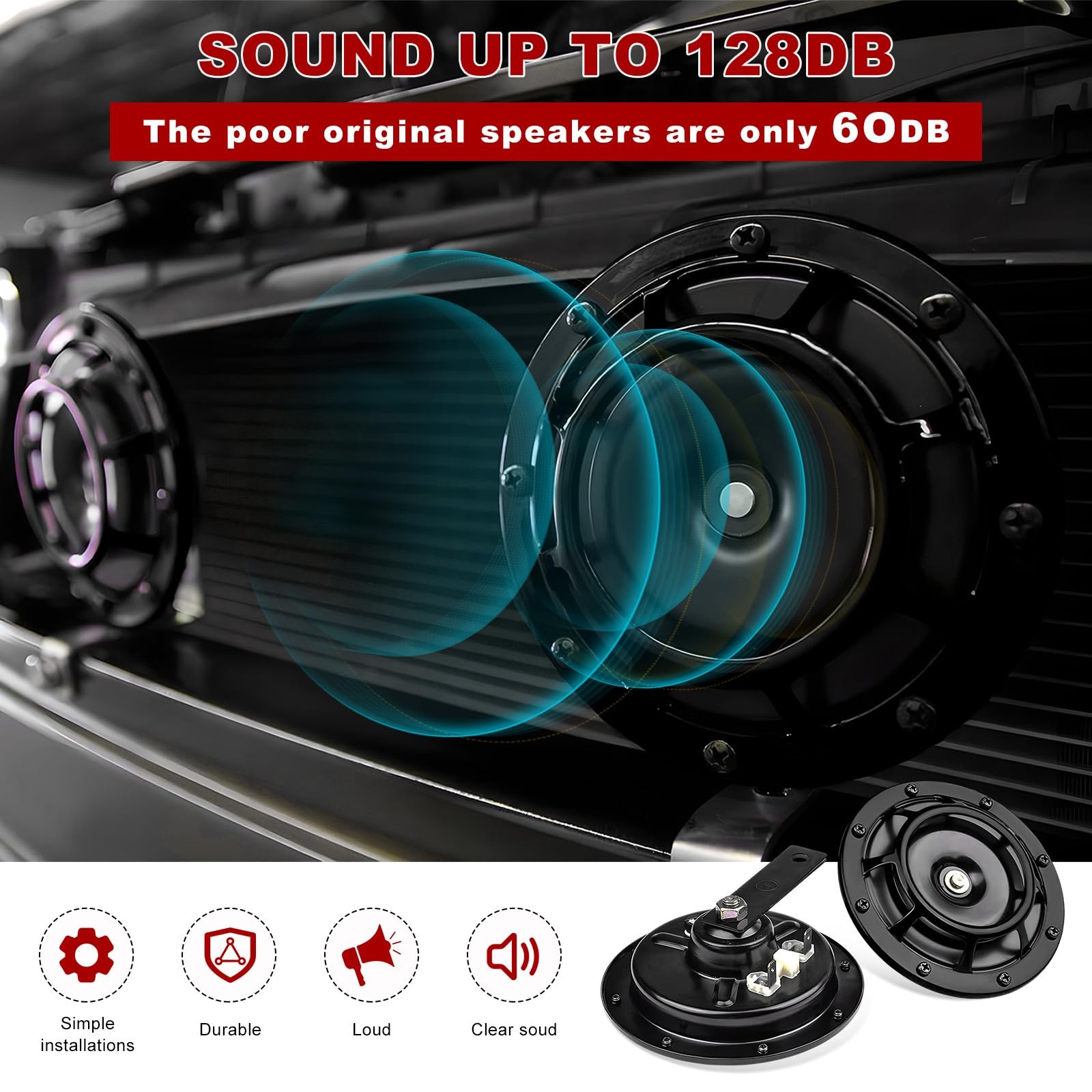 BWBWND 2 PCS Super Tone Car Horn Kit, 12V High Tone and Low Tone Twin Horn Ki…