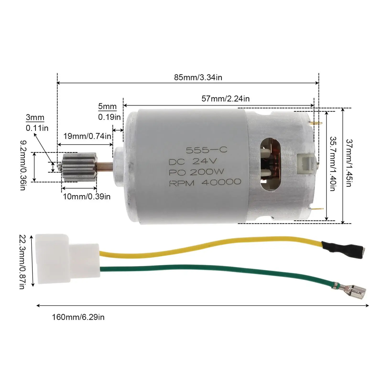 RS550 / 555 10 Teeth 6V/12V/24V DC Motor 12000-40000 RPM Kids Ride on Toys Car M