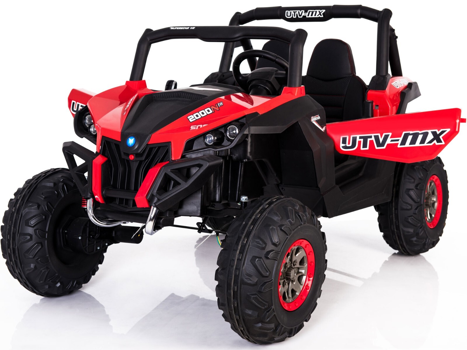 Mini MotoTec UTV 4×4 12v Red (2.4ghz RC) Two Seater Electric – Ride On Toddler✅