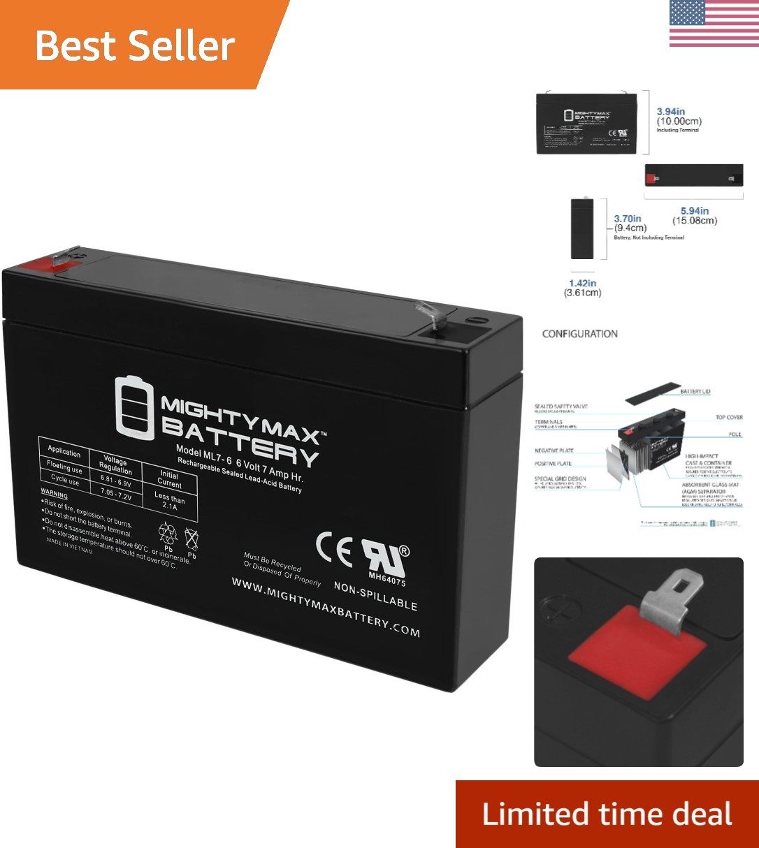 Reliable 6V 7AH Battery for Kids’ Ride-On Cars – Rechargeable & Certified