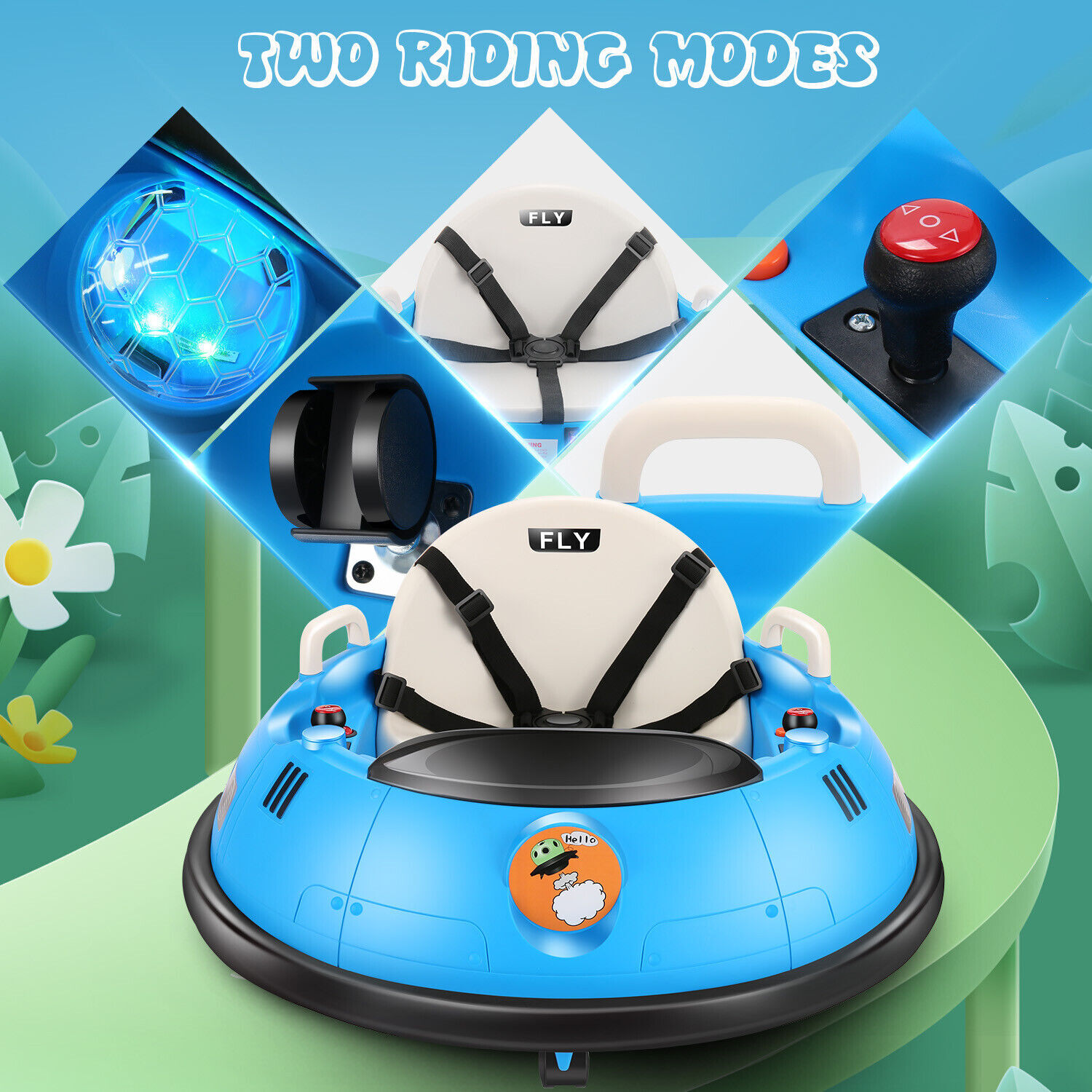 12V 2Speeds Electric Ride On Bumper Car for Kids & Toddlers W/Remote Control,LED