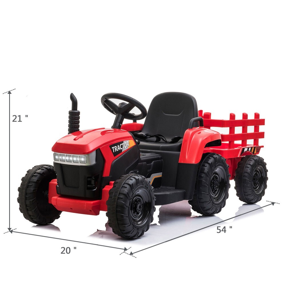 Kids Ride On Tractor with Trailer 12V Battery Powered Toy