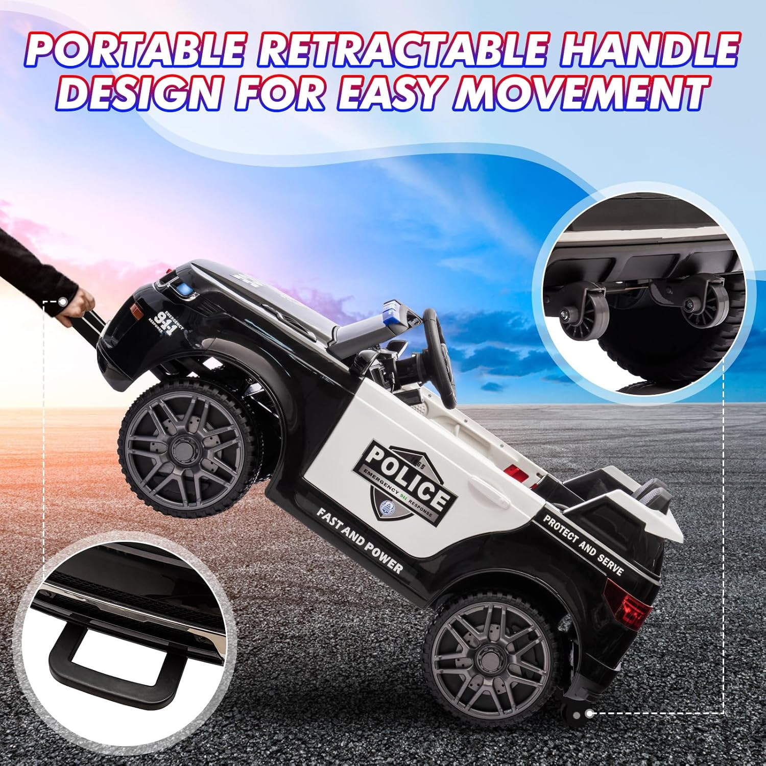 12V Kids Ride on Police Car with Remote Control Electric Police Car for Kids 3-8
