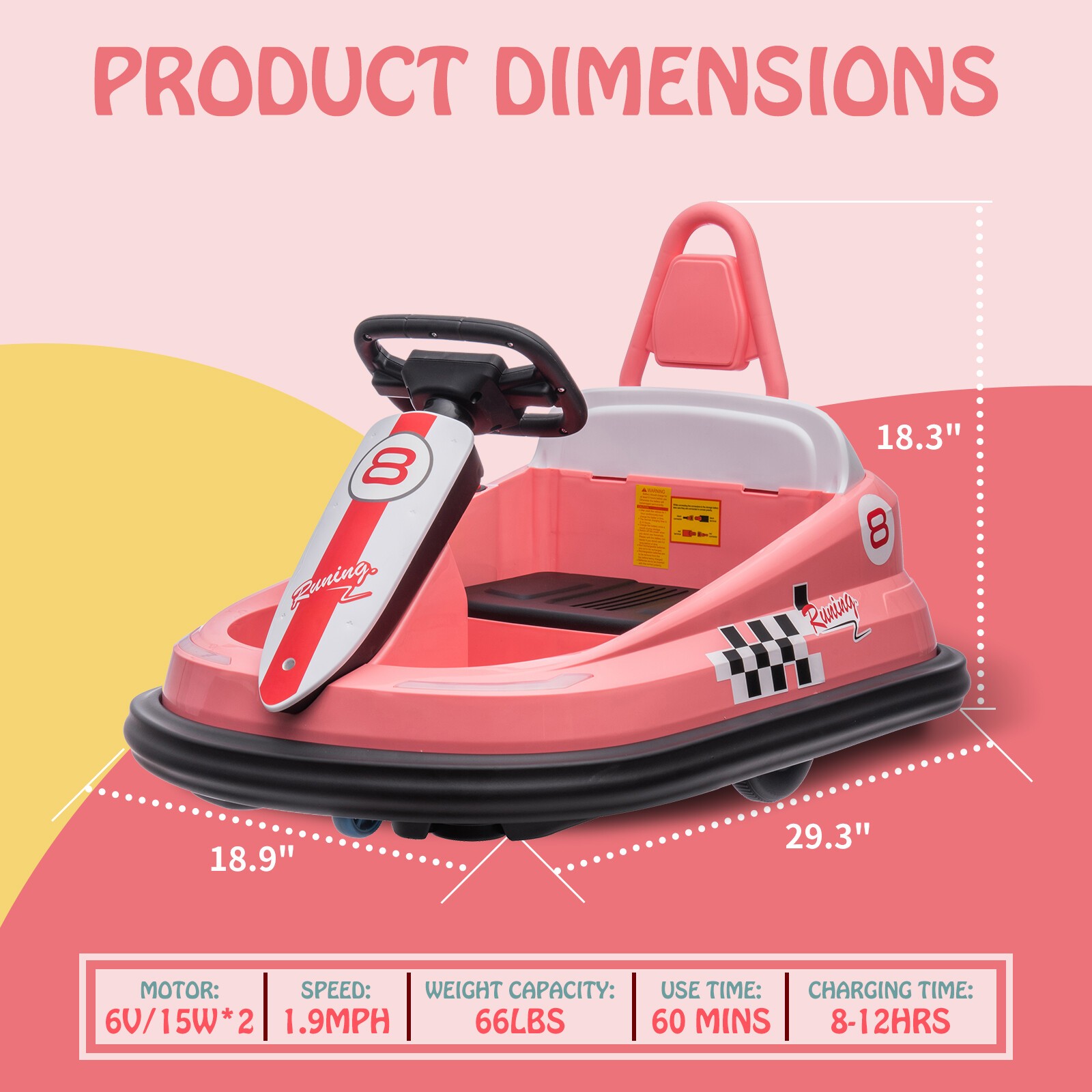 Bumper Car for Kids 360° Rotation 6V Electric Ride On Bumper W/ Music & Horn US