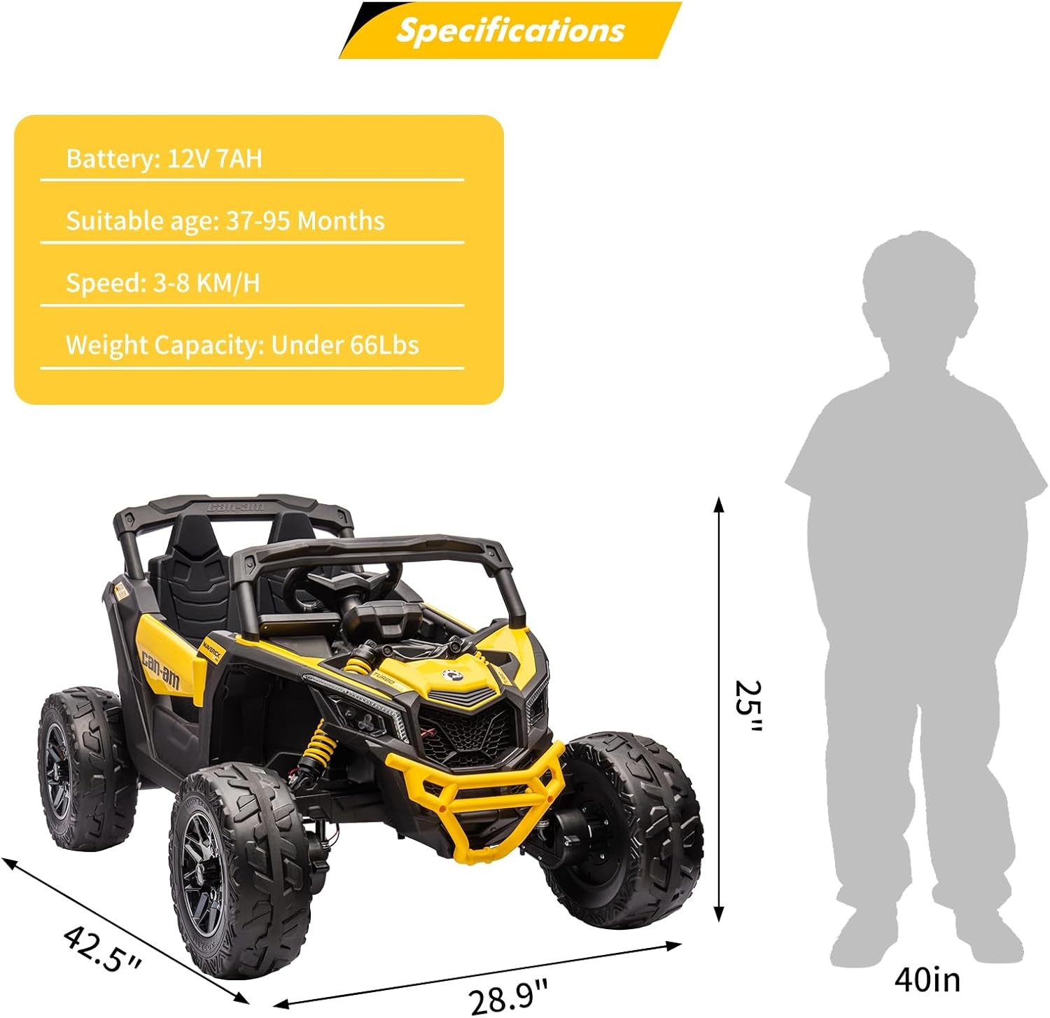 12V Ride on UTV Car Toy,Electric Off-Road UTV Car,Kids Truck with Remote Control