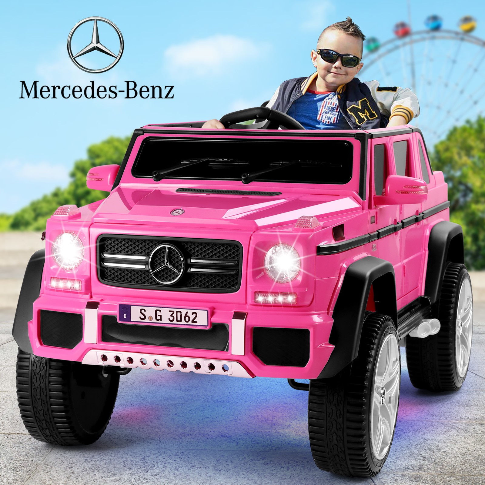 Electric 12V Battery Kids Pink Ride on Car Mercedes-Benz Toy w/Music,LED,Remote