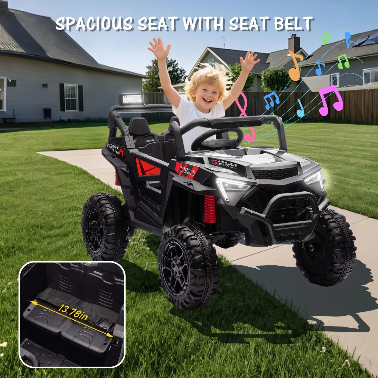 24V Kids Electric Car 400W Ride On Toy UTV with Remote Power Wheels Truck Black