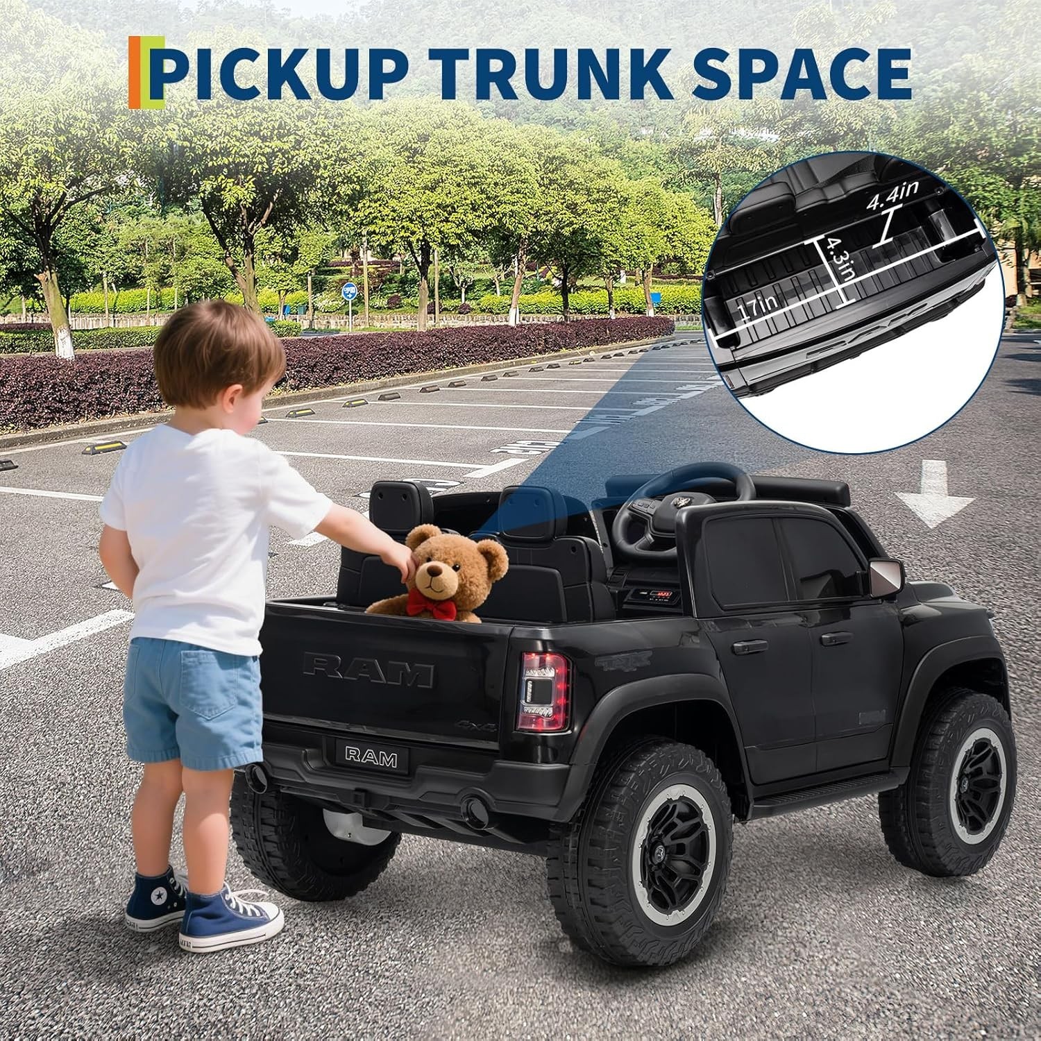 Electric 12V Battery Kids Ride On Police Car 4 Wheel Truck w/ Remote Control LED