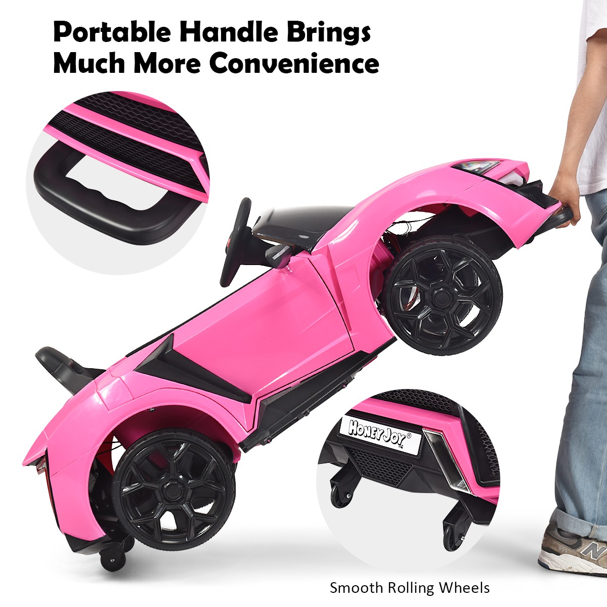 12V Kids Ride On Car 2.4G RC Electric Vehicle w/ Lights MP3 Openable Doors Pink