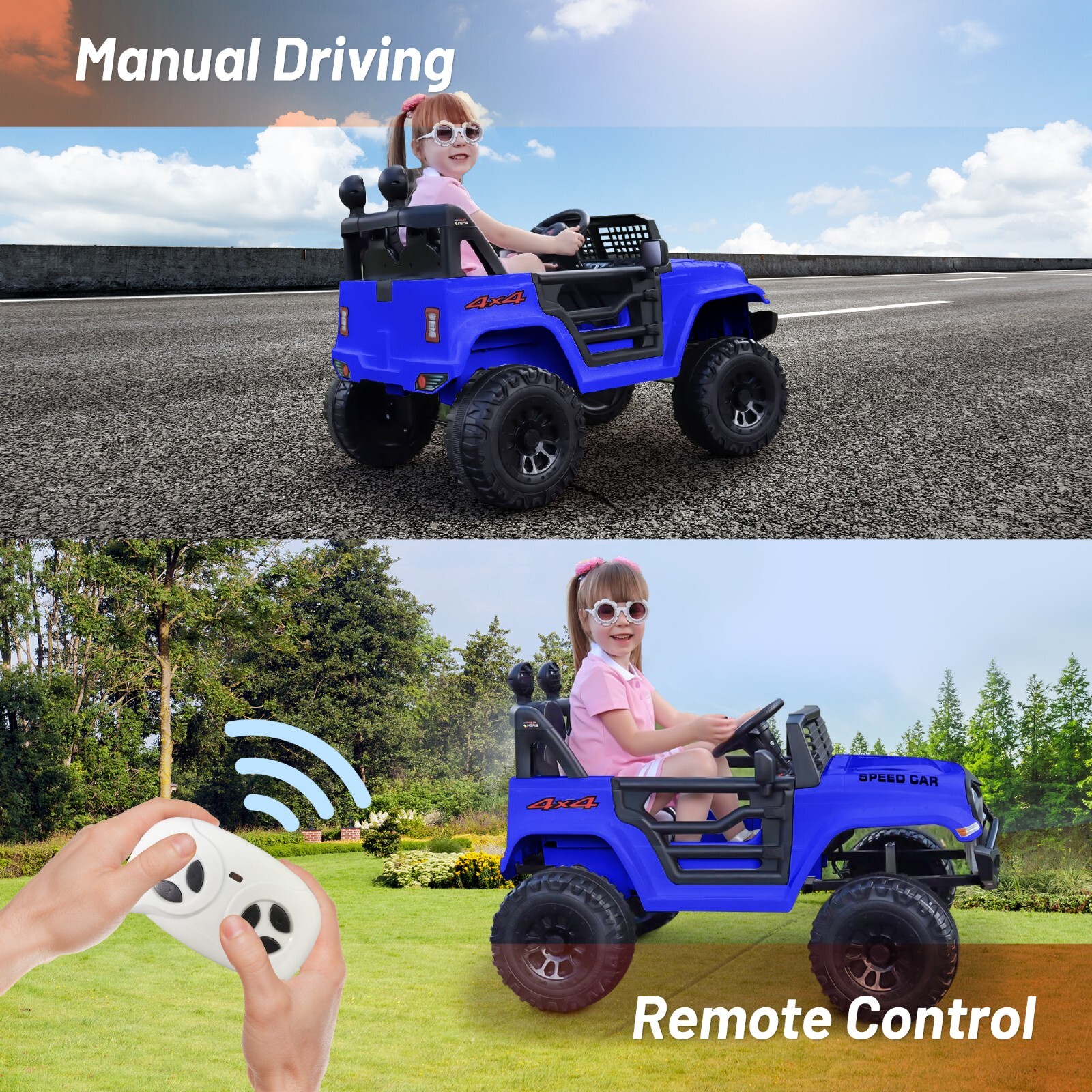 12V Blue Kids Ride on Toys Car Children Electric Truck w/ Remote Control LED MP3