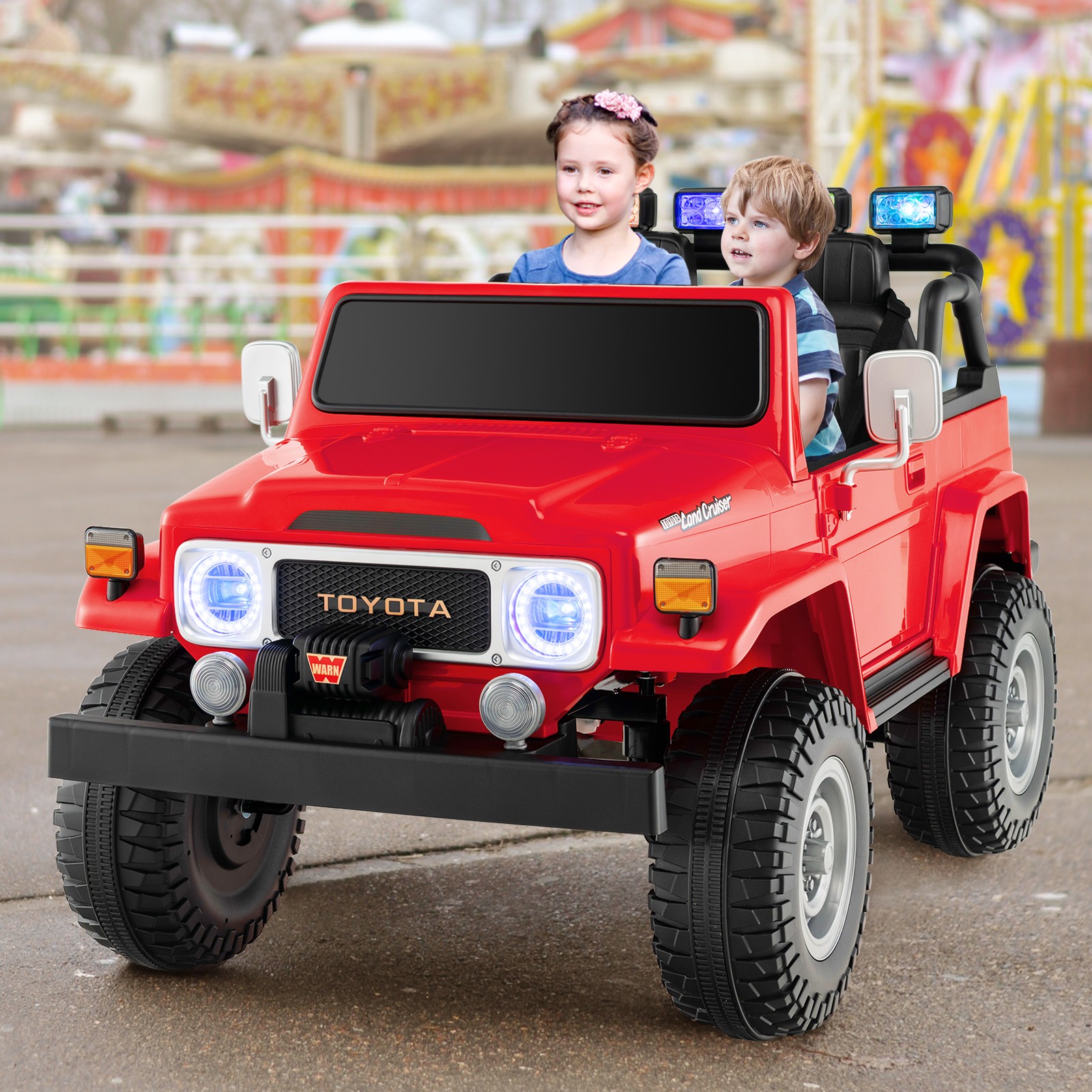2 Seater Ride On Truck Car 12V Licensed Toyota FJ40 RC w/ Laser Light & Music